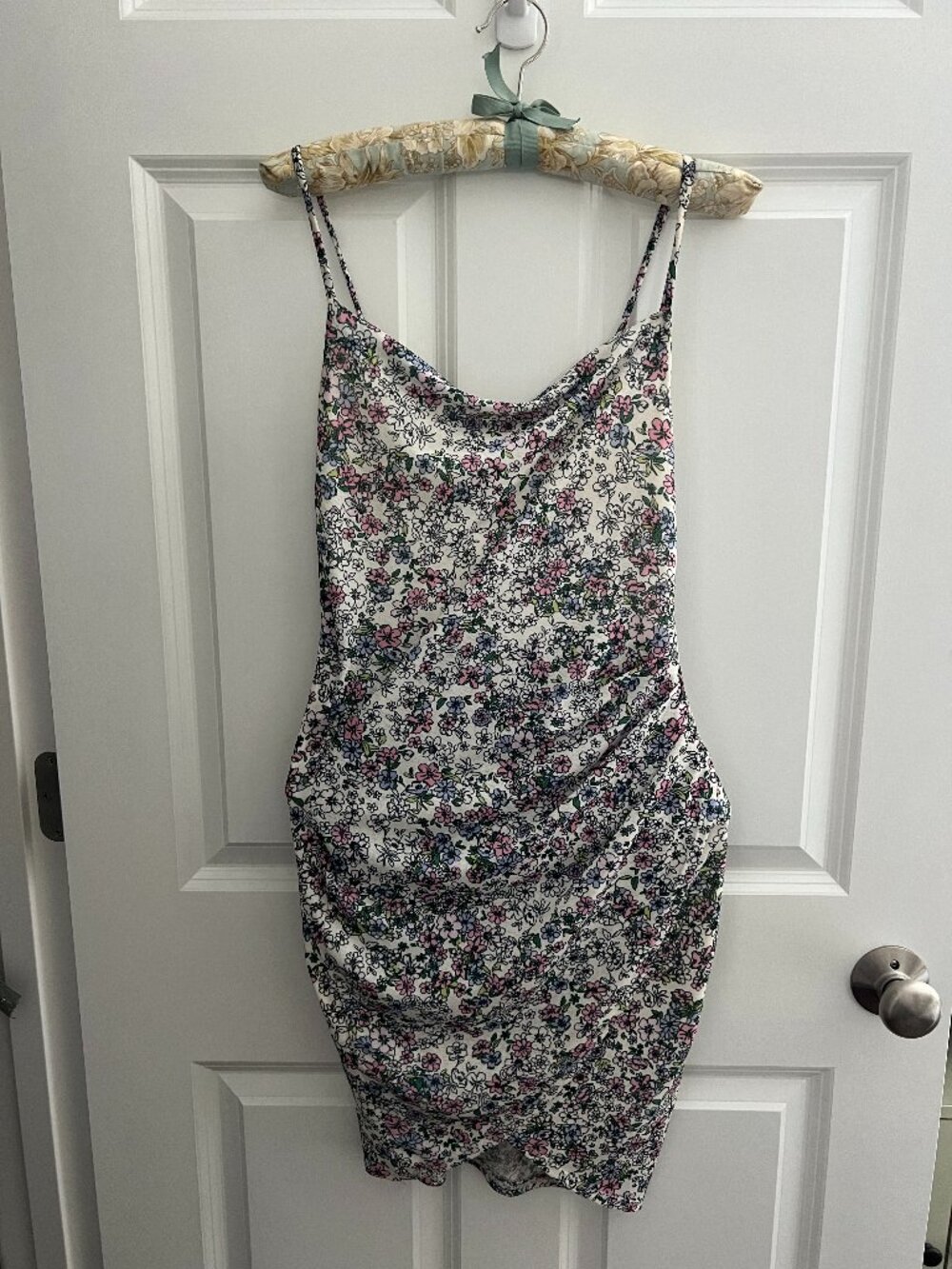 BCBGeneration spaghetti strap party dress with tulip hem